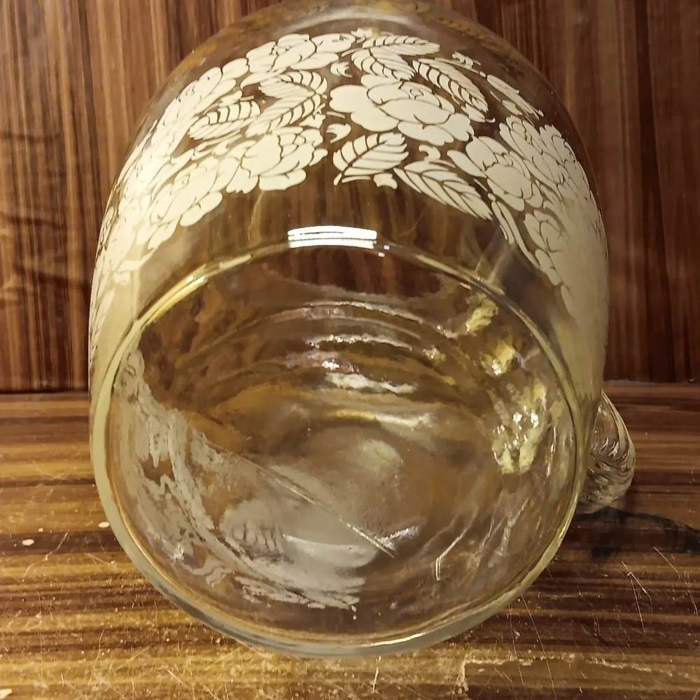Vintage retro mcm Barlett Collins white gold rose barware pitcher